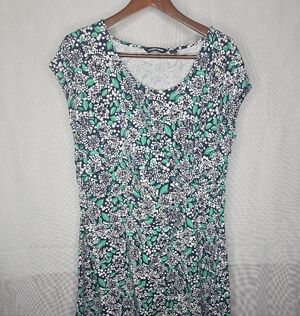 Lands' End Casual Dress Knee Length Shift Navy Blue Floral Everyday Cottagecore